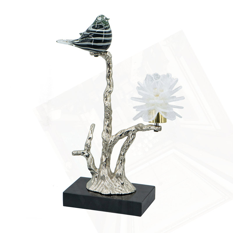 Aluminum Candle Holder With Marble Stand, 8X5x15", Gray/White