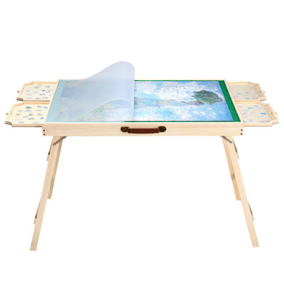 1500 Piece Puzzle Board with Folding Leg Drawer Portable Wooden Jigsaw 34x25 in
