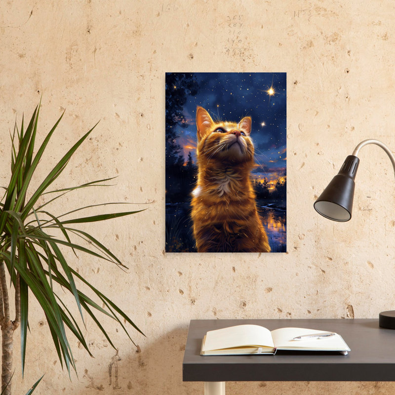 Art mural paysage de chat orange, H 24 po x l 16 po