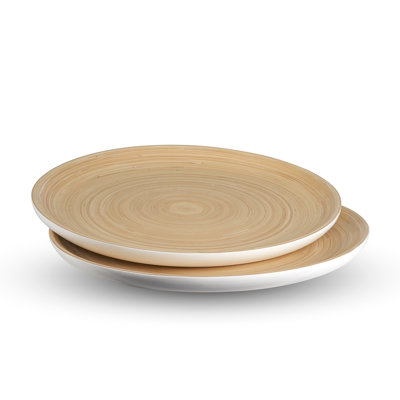 Lexa Bamboo Serving Tray Set, 12 Inch X 2, Natural Bamboo