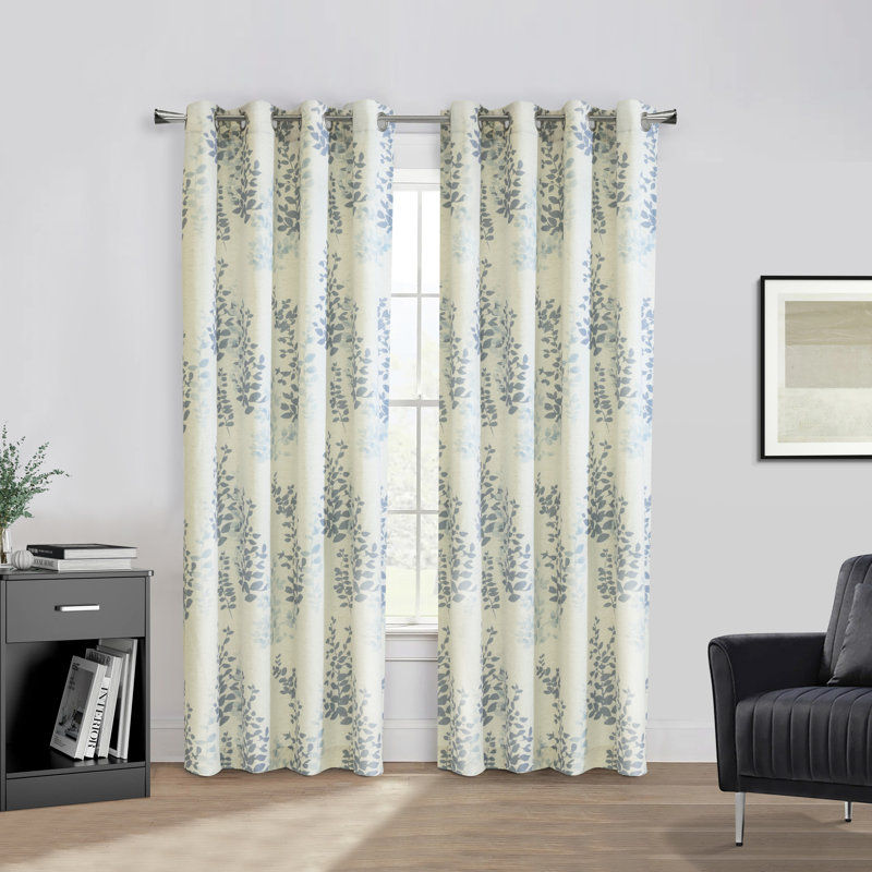 Prenda Grommet Light Filtering Polyester Curtain, Blue, 50" W x 84" L
