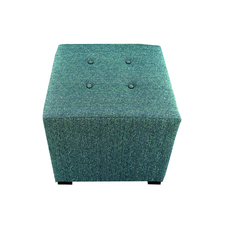 Hadlee Upholstered Ottoman, Teal Polyester Blend