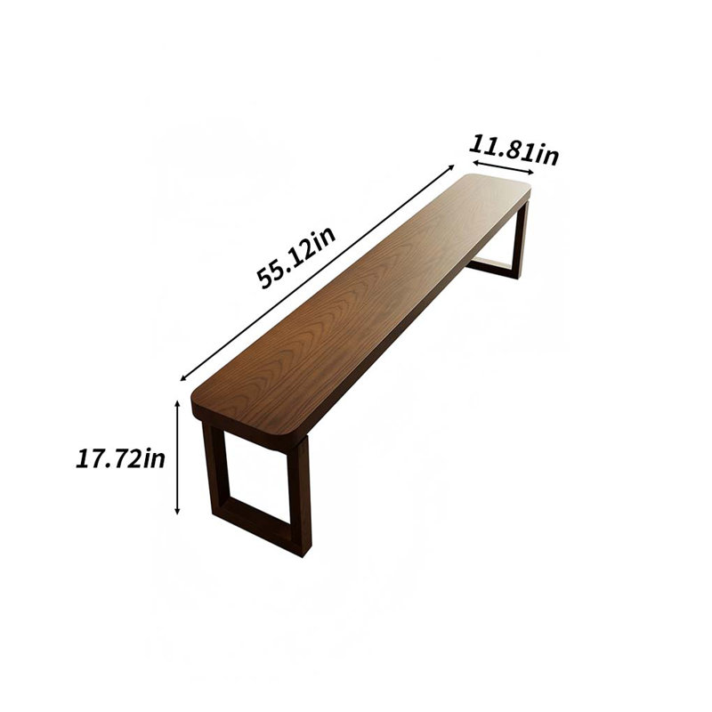 Banc en bois massif brun, H 17,72 po x l 55,12 po x P 11,81 po