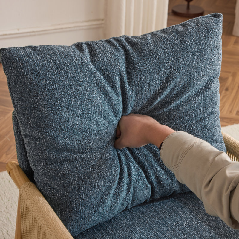 Masson Chenille Accent Chair Armchair With Pillow, Teal Chenille