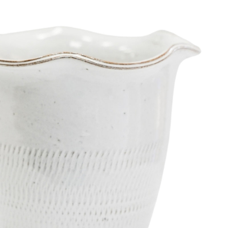 Camellia White Scalloped Edge Planter H25cm D26cm