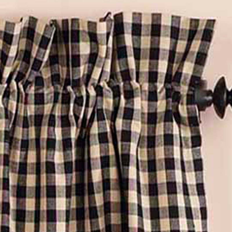 Cremeans Cotton Blend Checkered Scalloped Window Valance, Black