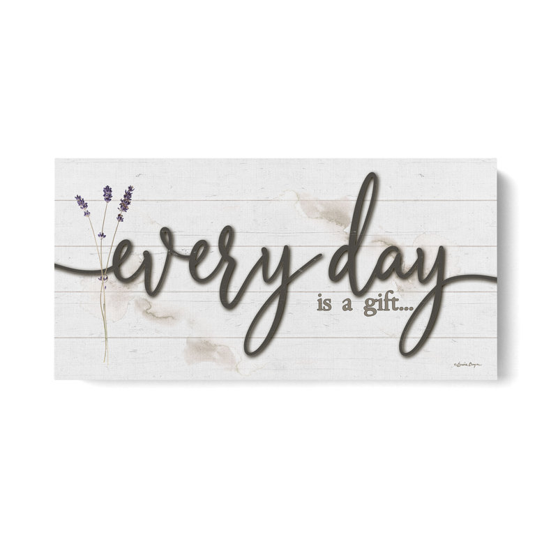 «Everyday is a Gift» par Susie Boyer, art mural texturé sur toile lavande avec citation inspirante, H 18 po x l 36 po