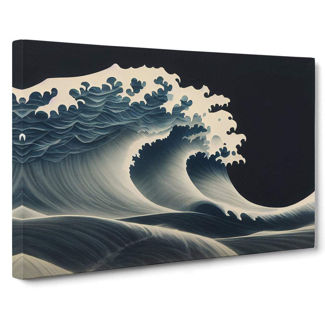 Sculptured Japanese Wave - Wrapped Canvas