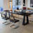 Black Rectangular Solid Wood + Iron desk-1173759159