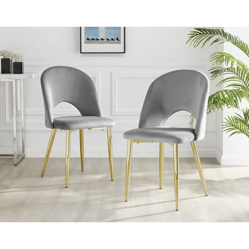 Chaise d'appoint en velours Arlon, Or, gris