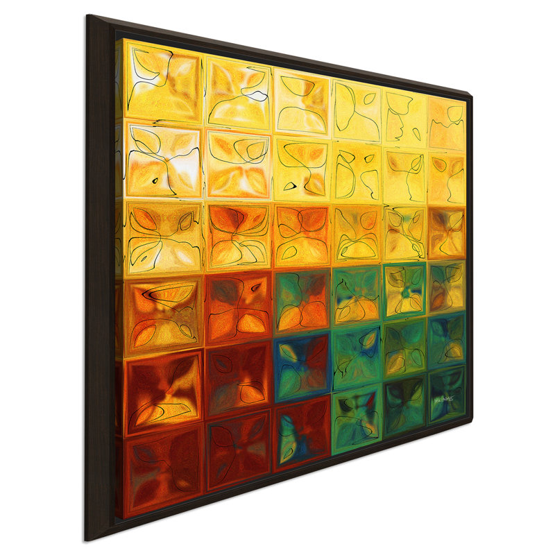 « tile art #3 2015 », impression, H 21,5 po x l 21,5 po x P 2 po, Cadre flottant espresso