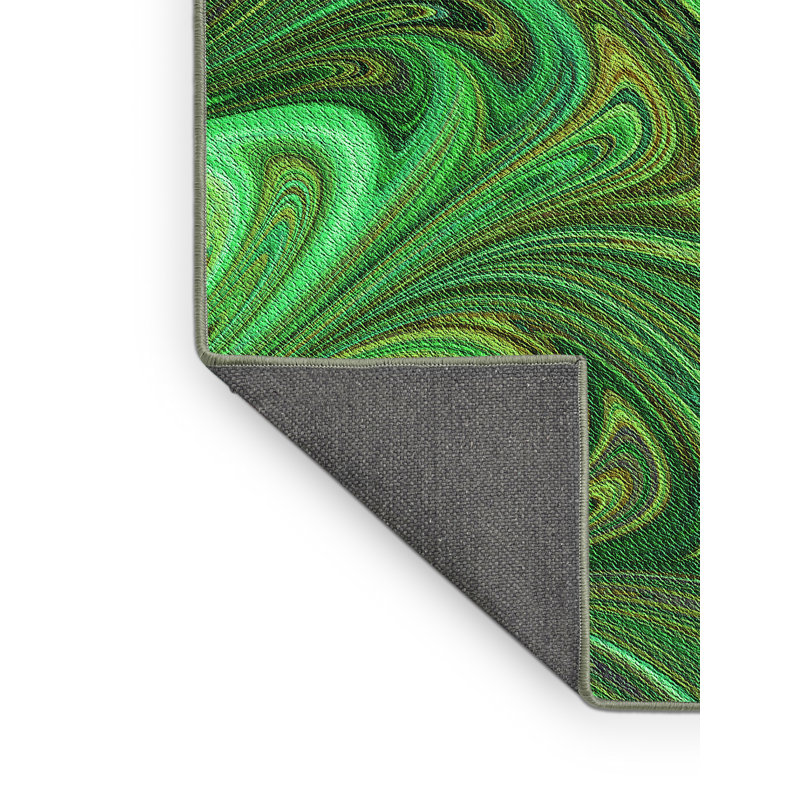 Tapis abstrait en laine vert, Rectangle 6 pi x 9 pi