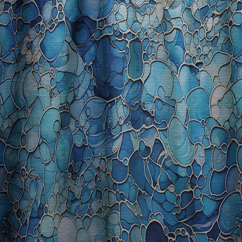 Océan bleu mosaïque turquoise I - Rideau tropical - Velours obscurcissant - 1 panneau, L 52 po x L 90 po