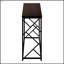 Table d'appoint de canapé contemporaine étroite avec plateau en stratifié brun et base en métal noir, parfaite pour le vestibule et le salon-1180696053