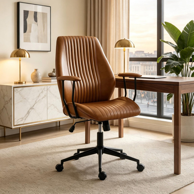 Chaise de bureau pivotante à 360 °, Brun, Brun