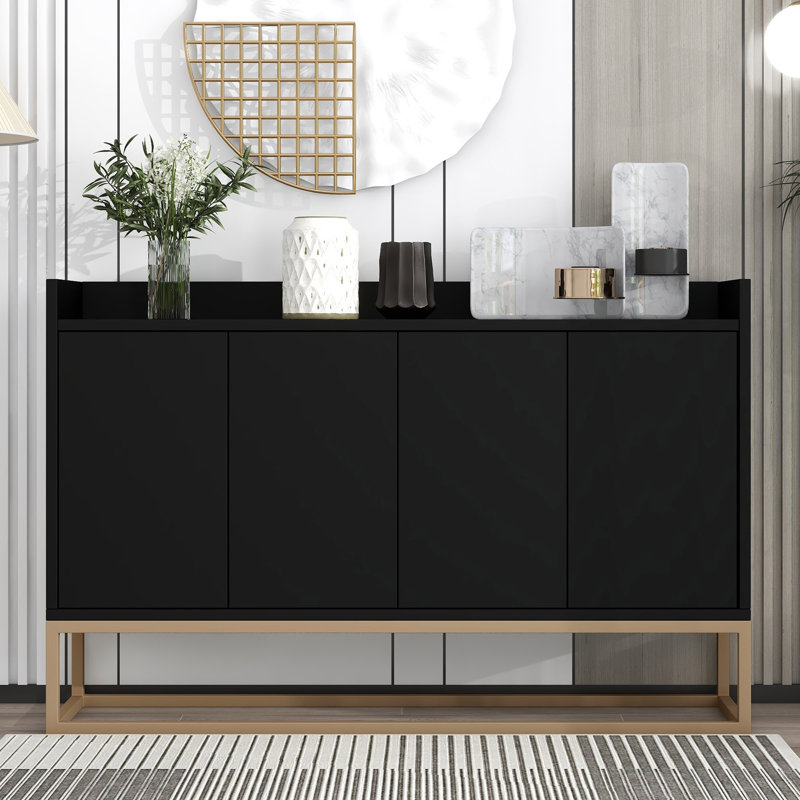 Luminara Modern Sideboard Buffet Cabinet with Large Storage Space, Black