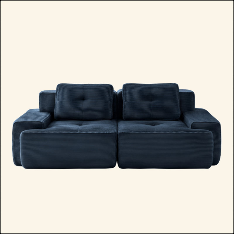 Canapé modulaire moderne en forme de L pour le salon, tissu en velours côtelé, canapé 2 places avec assise profonde, passepoil perlé, conception capitonnée, sans assemblage, conception antidérapante