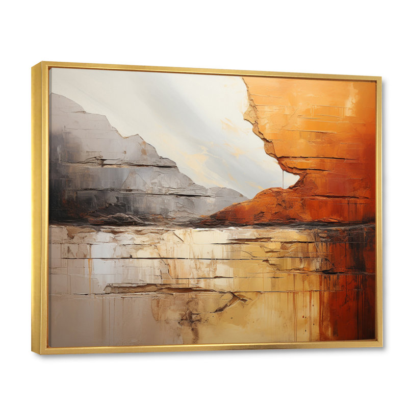 Grey Orange Grey And Orange Geological Wonders On Canvas Print, 34" H x 44" W x 1.5" D, Gold Floater Framed