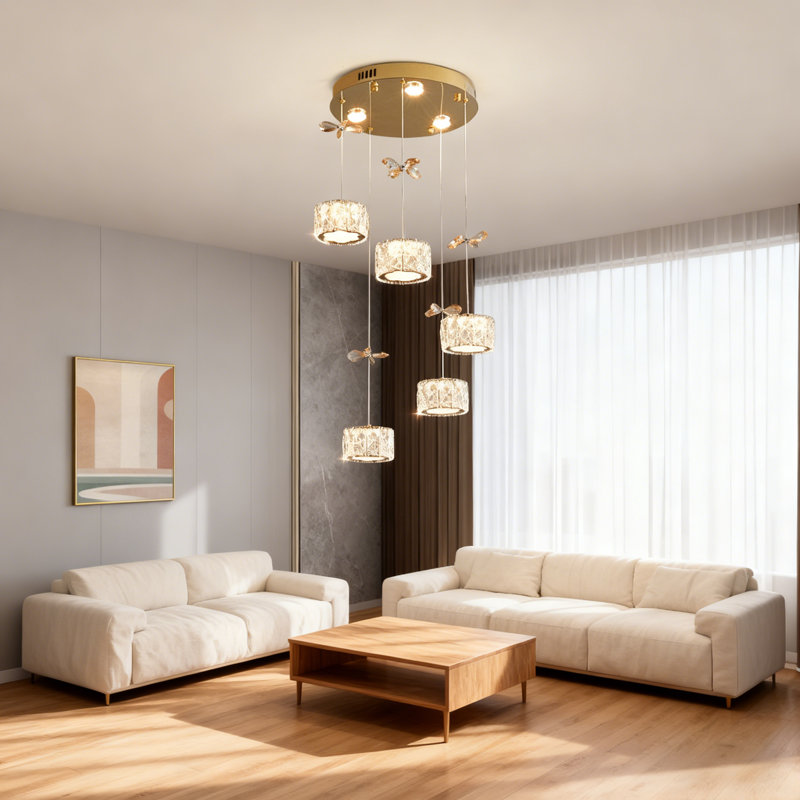 Luminaire suspendu grappe à 5 lumières avec lumières DEL
