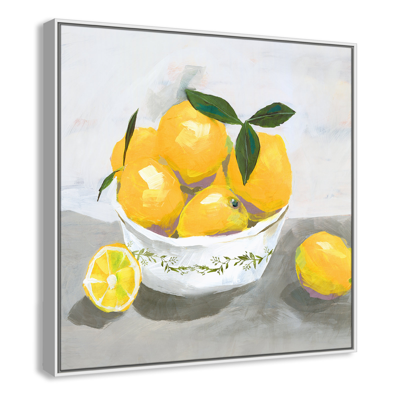 Hayons "Lemons" Painting by Isabelle Z, 37.5" H x 37.5" W x 2" D, White Framed Canvas