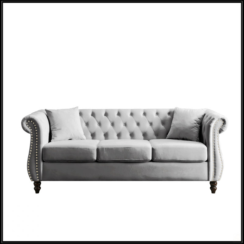 Canapé Chesterfield 80 po pour salon, Gris