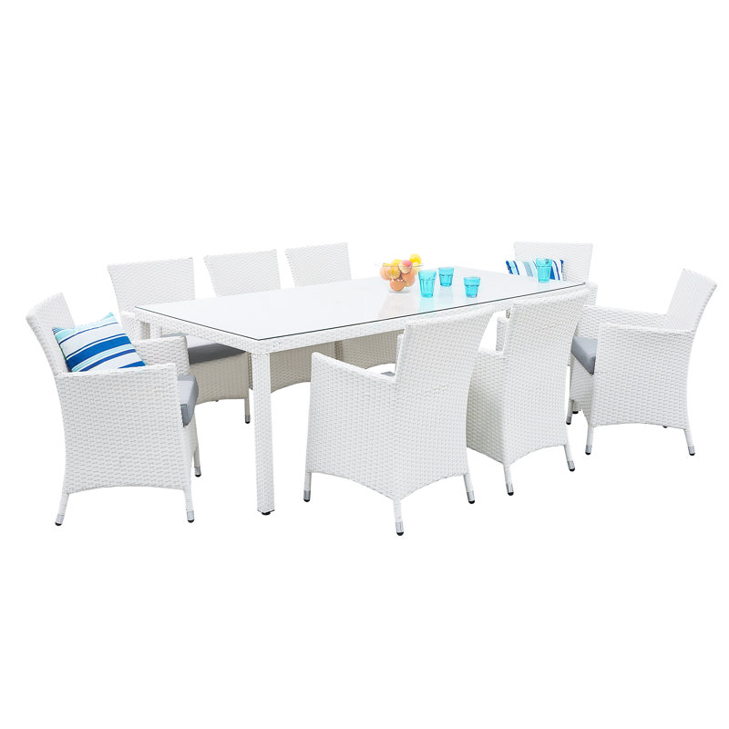 Andria 8 - Person Patio Dining Set with Rectangular Table , Cushions Included