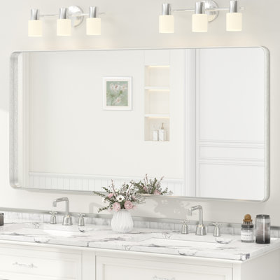 Miroir de salle de bain mural en verre trempé et métal Molly