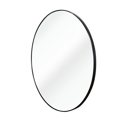 16" Black Round Bathroom Mirror - Hd Glass For Ideal Reflection, Rust- Frame, Shatterproof Applied 16 Inch 4Mm With Precision And Durability, Rust Aluminum Alloy, Included