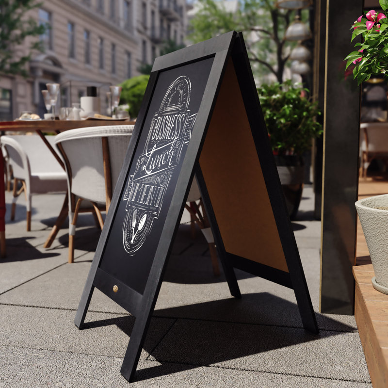 Canterbury 40" Black Pine A-Frame Magnetic Chalkboard Sign