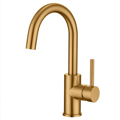 Robinet de bar en laiton à un trou, robinets d'évier de cuisine en laiton brossé, robinets de lavabo de bar humides modernes à poignée simple, robinets de lavabo en acier inoxydable