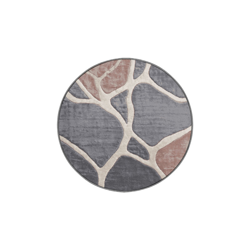 Machine Washable Gray Area Rug, Round 3'