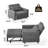3-in-1 Convertible Accent Chair with Pillow, Adjustable Recline, Linen Fabric, Steel Frame-1568903377
