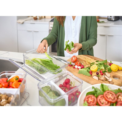 iDesign Recycled Crisp Plastic Pantry and Refrigerator Clear Organizer Bins