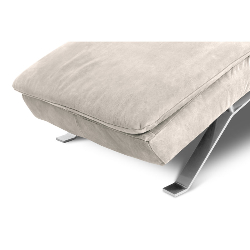 St Ives Leather Look Fabric Adjustable Backrest Indoor Chaise Lounge with Cushion, Beige