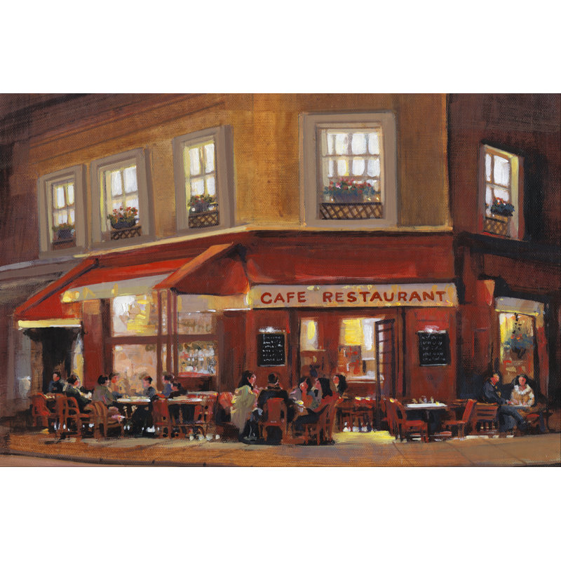 «Bistro II» par Timothy O 'Toole - peinture sur toile tendue, H 12 po x l 18 po x P 1,25 po