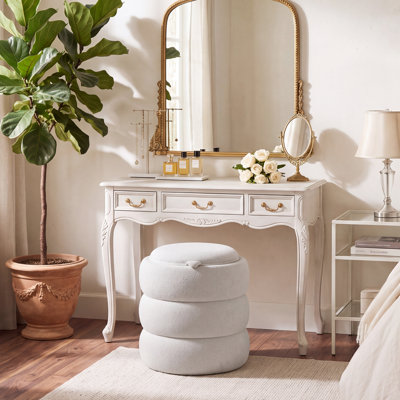 16" Round Upholstered Storage Ottoman with Wood Lid