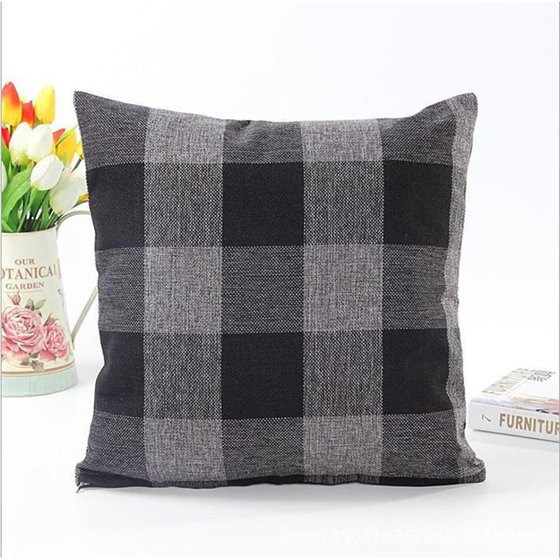  Housse de coussin carrée en polyester, Gris foncé
