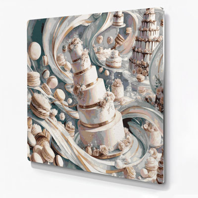 Desserts, gâteaux et pâtisseries, art mural en métal beige