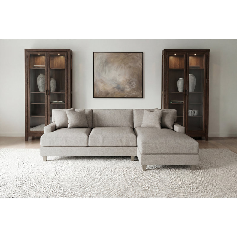Mila 2-Piece Fabric Sectional, Beige Polyester, Right Hand Facing, 33.5" H x 101" W x 61" D