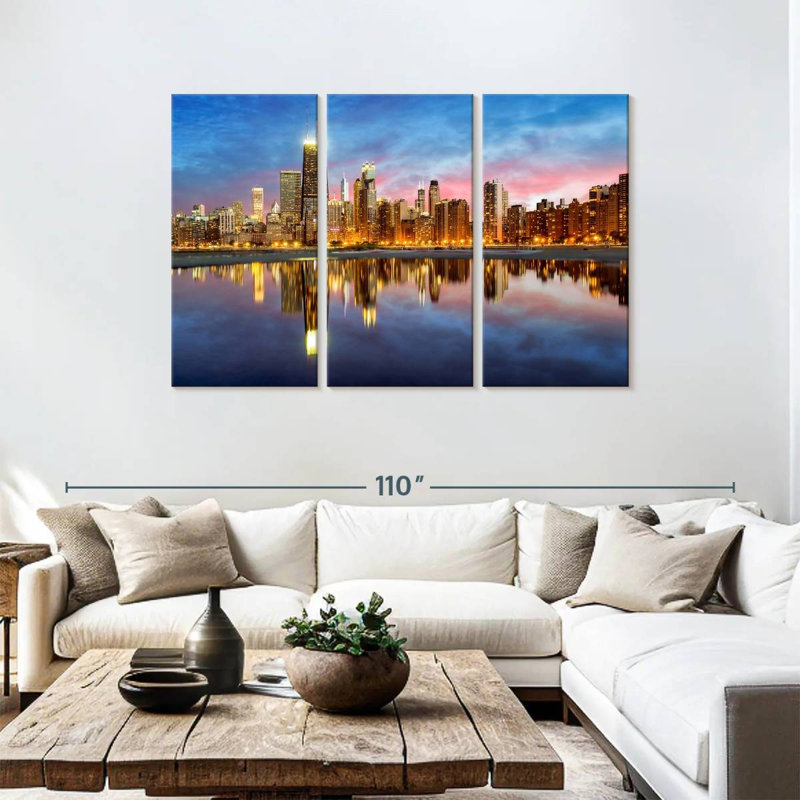 Hannes, lumières de l'horizon de Chicago, H 48 po x l 74 po