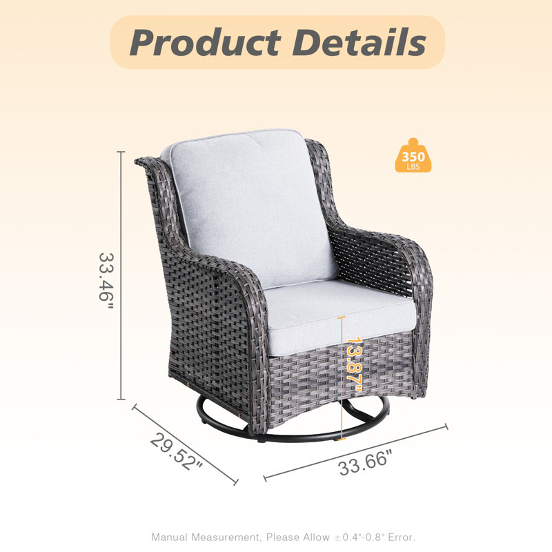 7 - Person Patio Conversation Set with Cushions, Gray, Gray