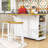 Kitchen Island Set with 2 Bar Stools, Integrated Power Outlets and Expandable Storage-554535753