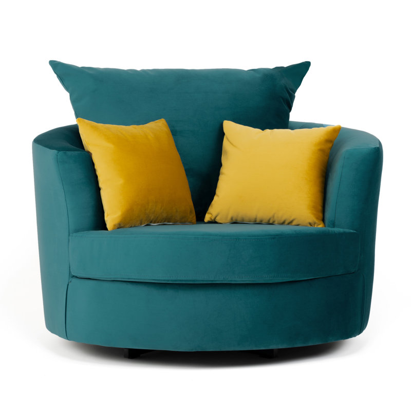 Laci Velvet Swivel Armchair, Ocean