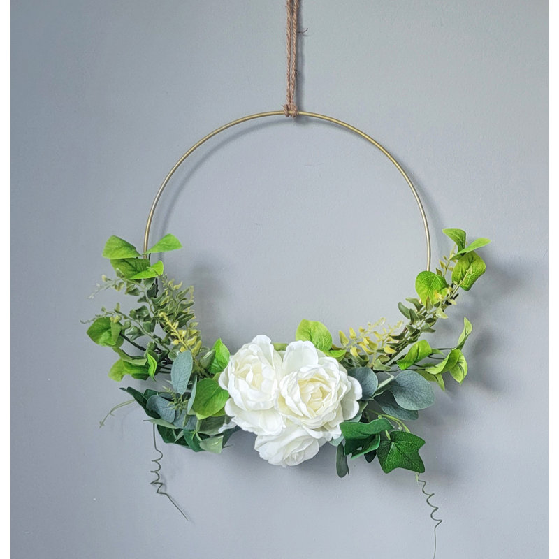Demi-couronne d'eucalyptus rose 16 po