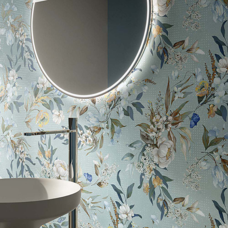 Carrelage mural décoratif floral 24 X 48 Bloom, Bleu