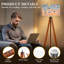  Lampe sur pied à trépied avec astronautes sur le thème de l'espace coloré Planètes à télécommande à DEL avec pieds en bois de hêtre et abat-jour en lin amovible pour le salon et la chambre à coucher