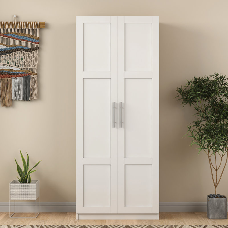 Garde-robe blanche pour cuisine avec 2 portes et 3 cloisons, 4 espaces de rangement, 2 espaces pratiques, fabriquée avec des matériaux de qualité, facile à nettoyer rapidement