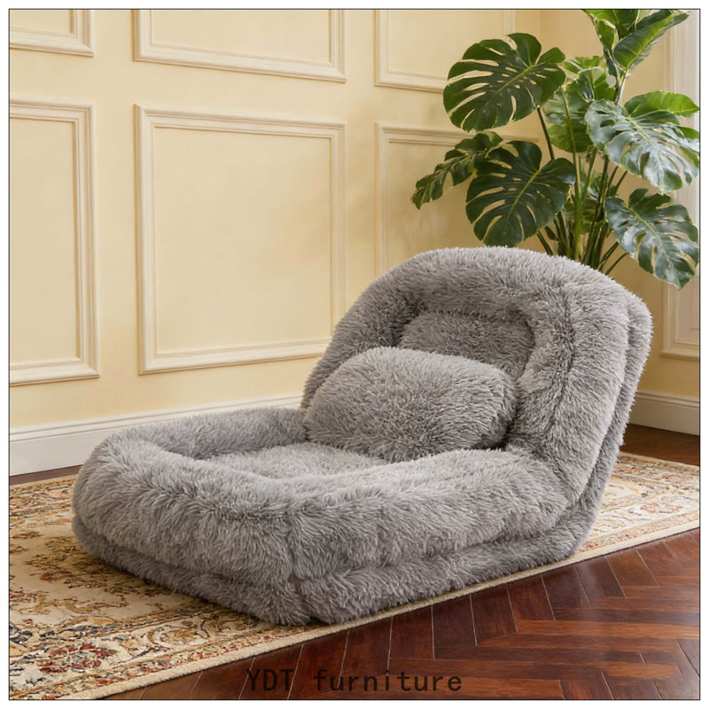 Lit pour chien humain, canapé paresseux, convertible réglable à 5 positions, Polyester gris clair