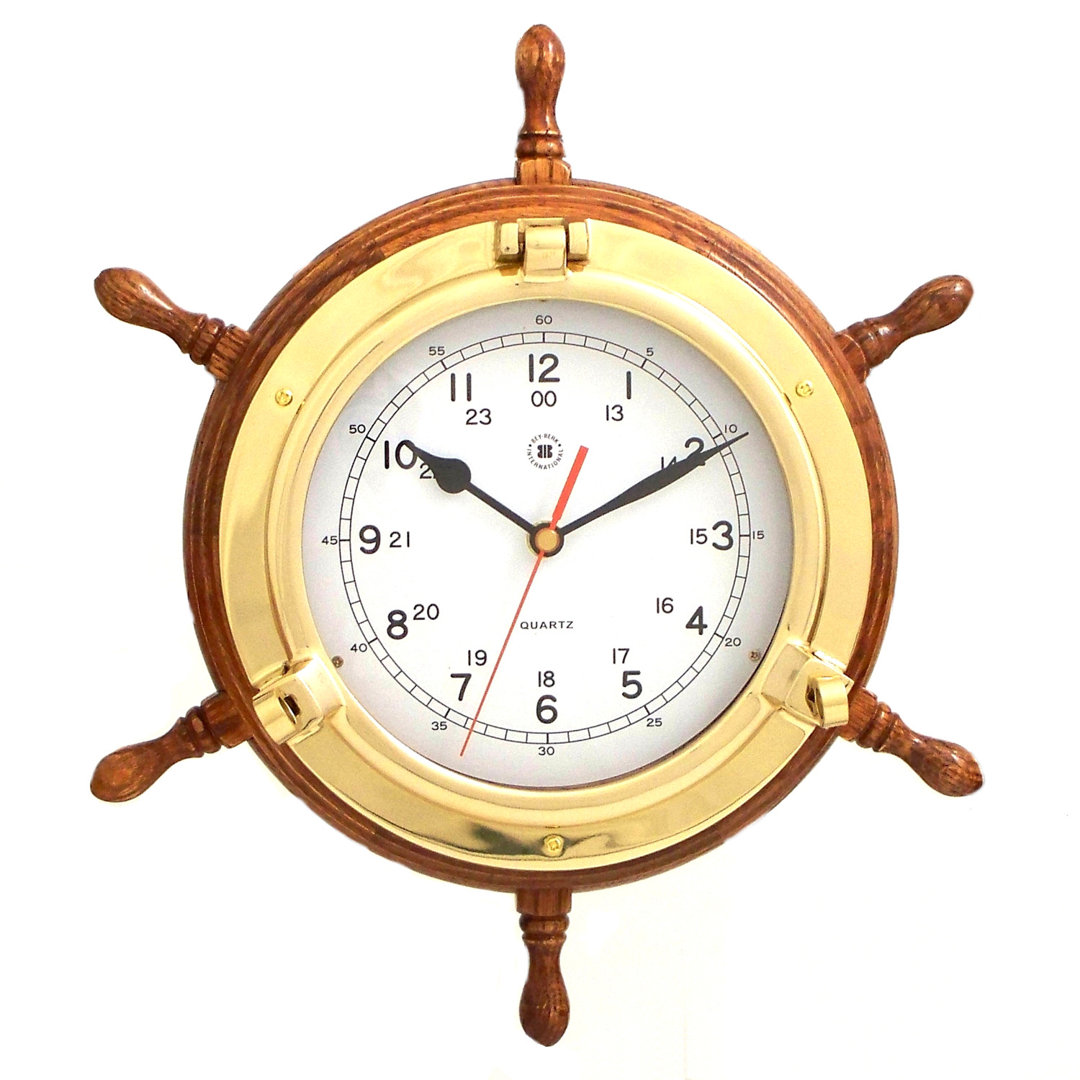 Driscoll Solid Wood Wall Clock Breakwater Bay