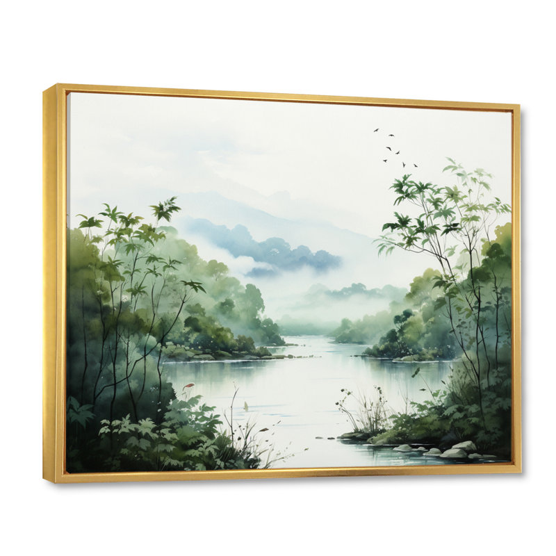 «Tranquil Oasis II» sur toile, H 30 po x l 40 po x P 1,5 po, Cadre flottant doré